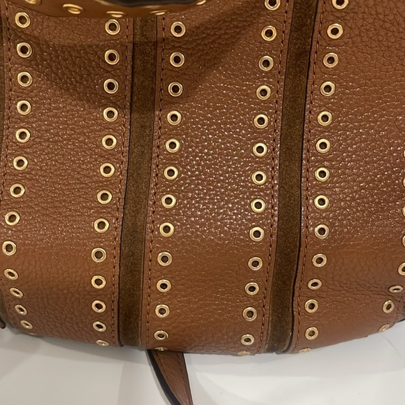 MK Michael Kors Brooklyn Grommet Leather Suede Hobo Crossbody Bag Caramel brown - Picture 4 of 17
